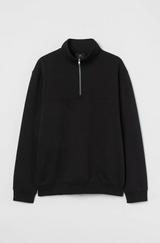 Oversize Yarım Farmuarlı Yakalı Basic Sweatshirt