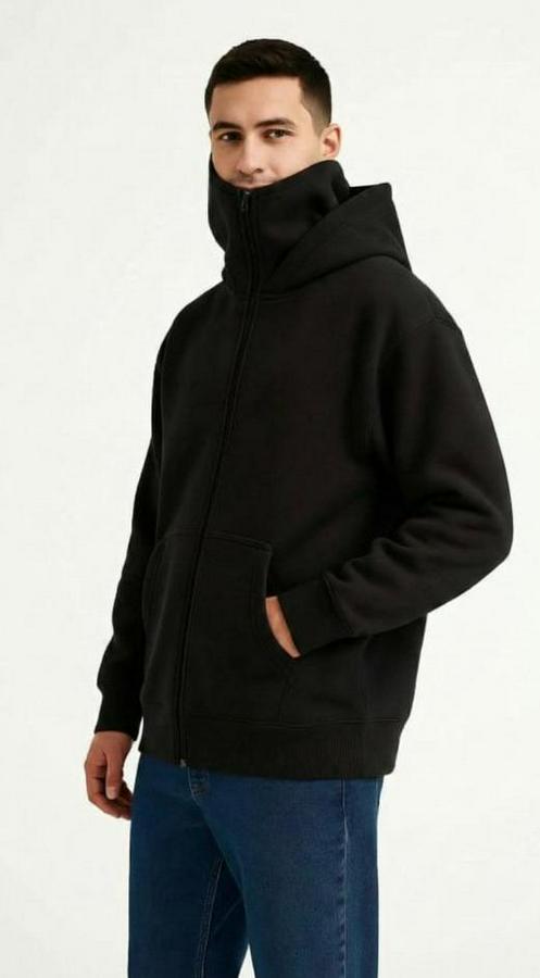 Samuray Ninja Çift Kapüşonlu Zip Fermuarlı Kanguru Cepli Tam Fermuarlı Hoodie Sweatshirt