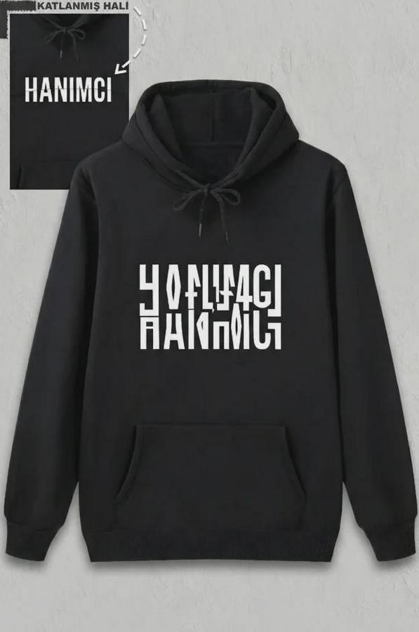 Sevgililer Günü Özel Kapüşonlu Hanımcı Baskılı Oversize Sweatshirt