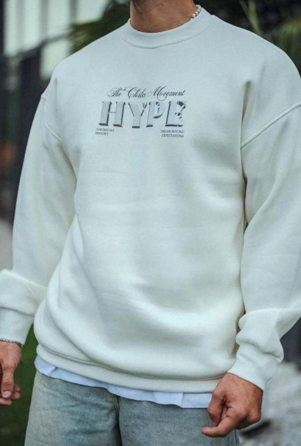 Üç Iplik Bisiklet Yaka Baskılı Sweatshirt