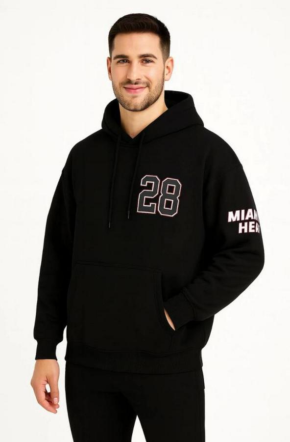 Üç Iplik Kapüşonlu Ön Ve Arka Baskılı Sweatshirt Hoodie