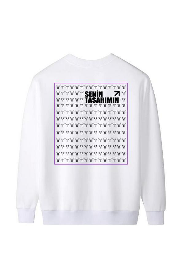 Üç Iplik Ön Arka Sizin Tasarımınız Biskilet Yaka Sweatshirt