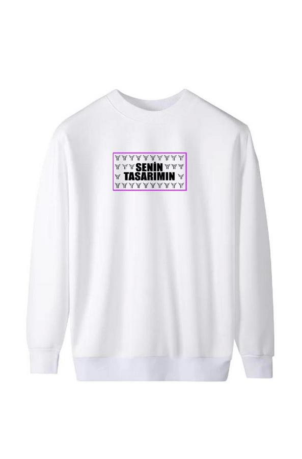 Üç Iplik Ön Arka Sizin Tasarımınız Biskilet Yaka Sweatshirt