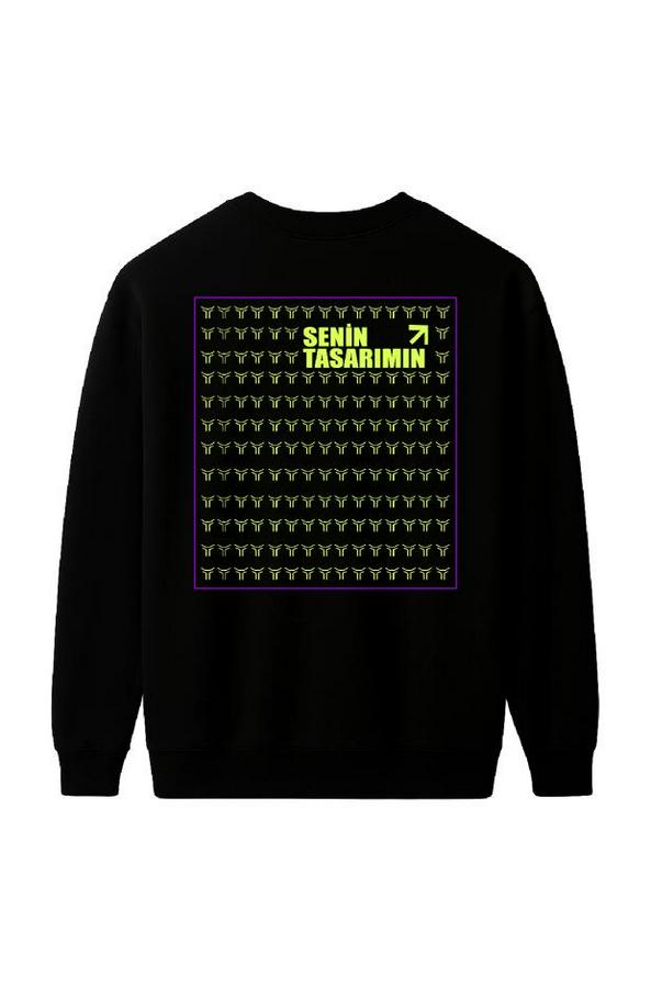 Üç Iplik Ön Arka Sizin Tasarımınız Biskilet Yaka Sweatshirt