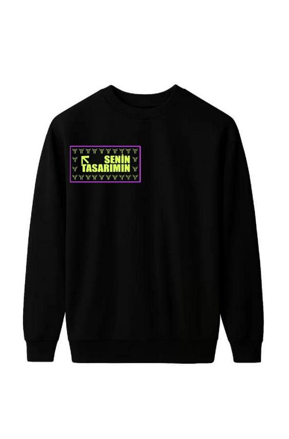 Üç Iplik Ön Arka Sizin Tasarımınız Biskilet Yaka Sweatshirt