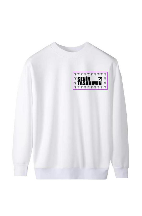 Üç Iplik Ön Sizin Tasarımınız Biskilet Yaka Sweatshirt