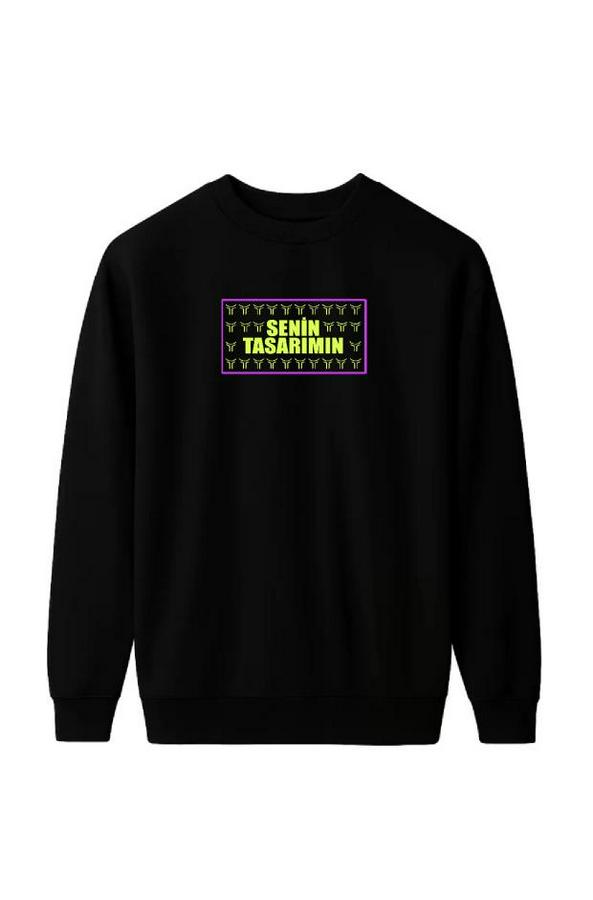 Üç Iplik Ön Sizin Tasarımınız Biskilet Yaka Sweatshirt