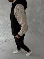 Üç Iplik Penye Kapşonlu Parçalı Sweatshirt
