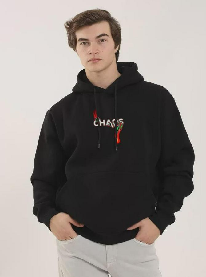Unisex Baskılı Oversize Üç Iplik Kapüşonlu Sweatshirt