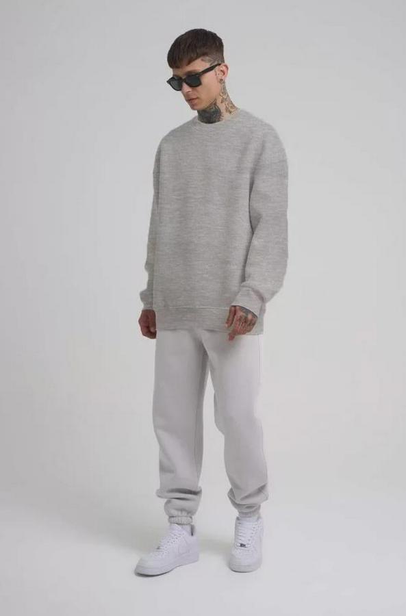 Unisex Biskilet Yaka Üç Iplik Sweatshirt