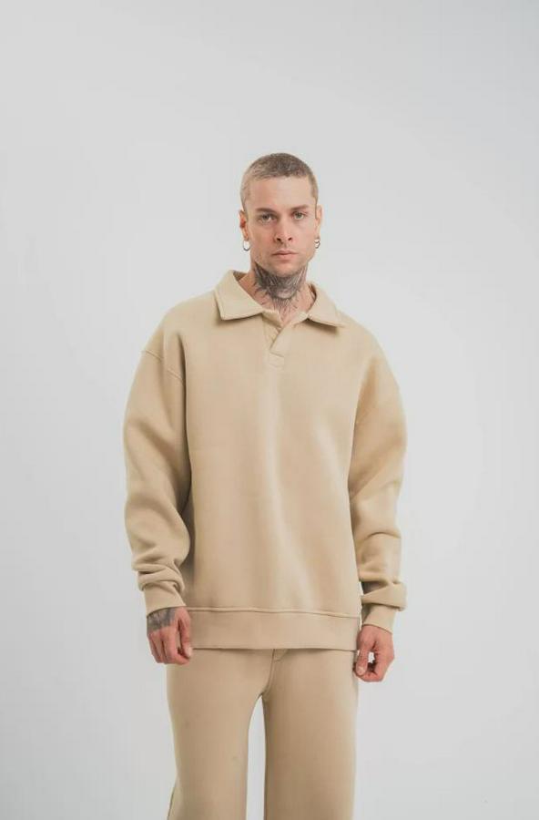 Unisex Double Oversize Patlı Yaka Sweatshirt