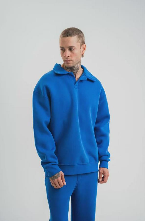 Unisex Double Oversize Patlı Yaka  Sweatshirt