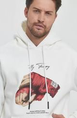 Unisex Kapüşonlu Üç Iplik Oversize Baskılı Sweatshirt