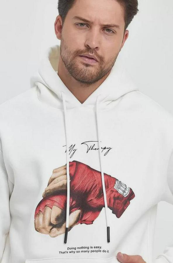 Unisex Kapüşonlu Üç Iplik Oversize Baskılı Sweatshirt