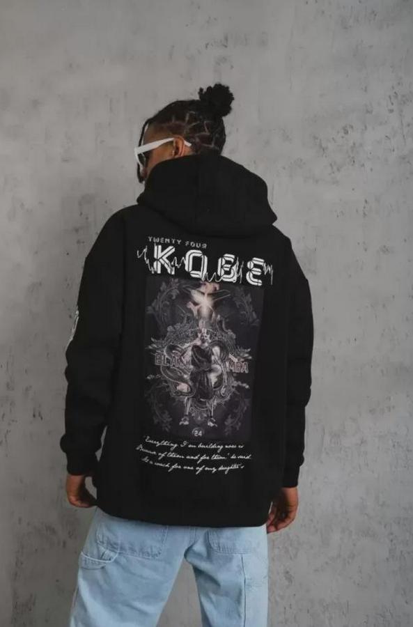 Unisex Sırt Baskılı Kapüşonlu Üç Iplik Oversize Sweatshirt