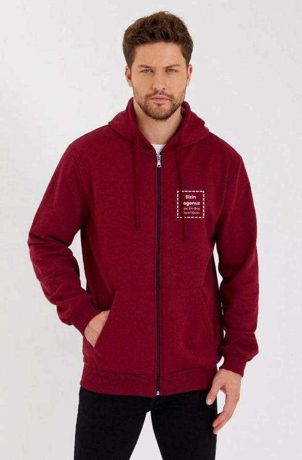 Unisex Tam Fermuarlı Kapşonlu Özel Tasarım Sweatshirt