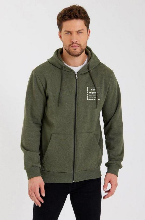Unisex Tam Fermuarlı Kapşonlu Özel Tasarım Sweatshirt