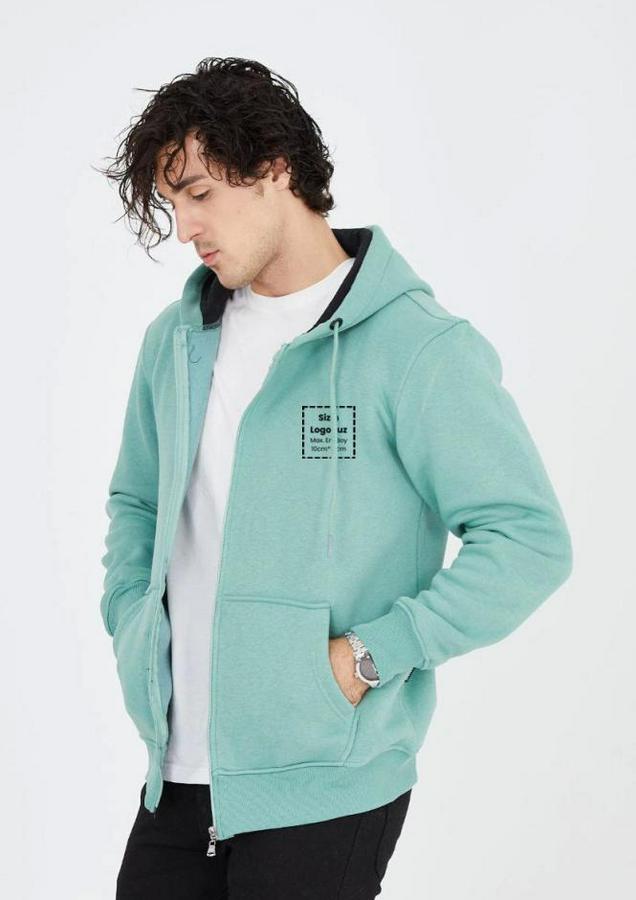 Unisex Tam Fermuarlı Kapşonlu Özel Tasarım Sweatshirt