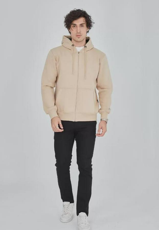 Unisex Tam Fermuarlı Kapşonlu  Sweatshirt