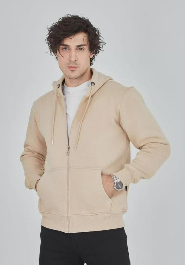 Unisex Tam Fermuarlı Kapşonlu  Sweatshirt