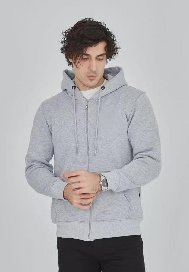 Unisex Tam Fermuarlı Kapşonlu  Sweatshirt