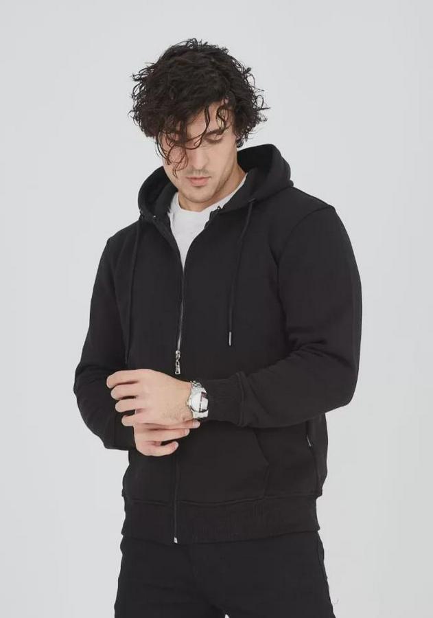 Unisex Tam Fermuarlı Kapşonlu  Sweatshirt