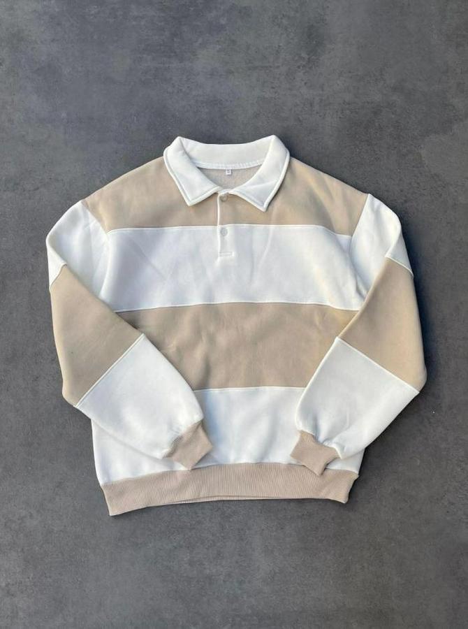 Unisex Üç Iplik Parçalı Yakalı Sweatshirt