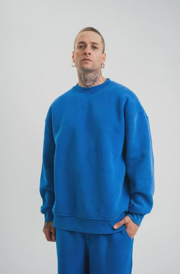 Unisex Uzun Kol Bisiklet Yaka Yıkamalı Sweatshirt