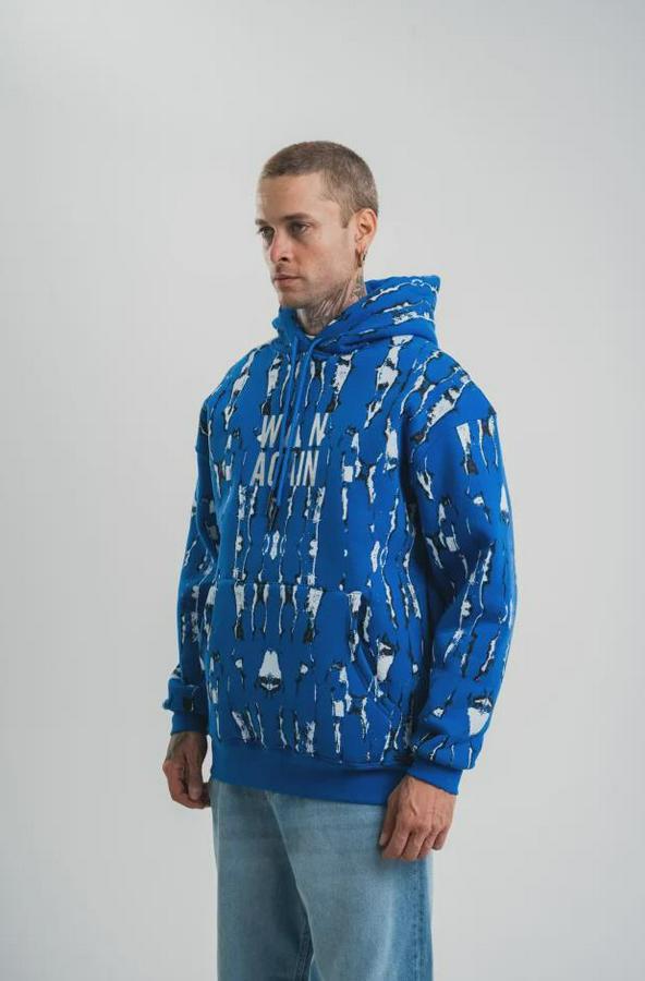 Unisex Uzun Kol Kapşonlu Pano Baskılı Sweatshirt