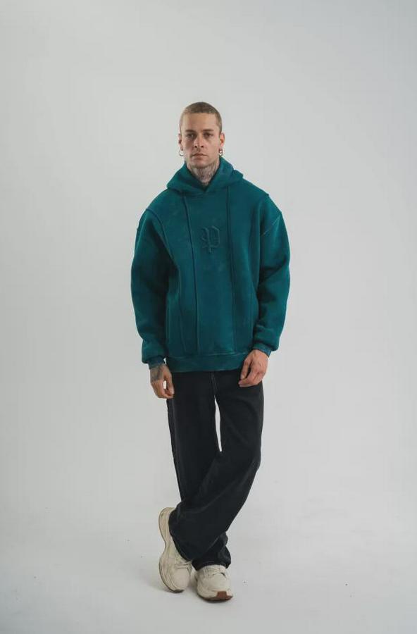 Unisex Uzun Kol Kapşonlu Yıkamalı Nakışlı Sweatshirt