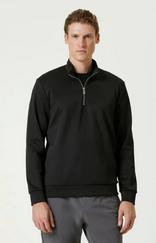 Unisex Uzun Kol Yarım Farmuarlı Yakalı Basic Sweatshirt