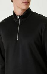 Unisex Uzun Kol Yarım Farmuarlı Yakalı Basic Sweatshirt