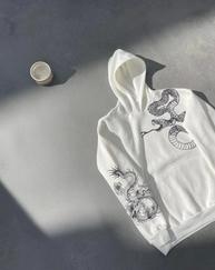 Uzun Kol Kapşonlu Baskılı Sweatshirt