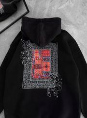 Uzun Kol Kapşonlu Ön Ve Arka Baskılı Sweatshirt