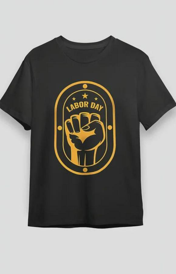 Mayıs Labor Day Emekçi Temalı Baskılı Oversize Bisiklet Yaka T-Shirt