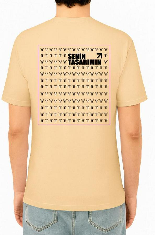 /1 Düz Ön Arka Sizin Tasarımınız Oversize T-Shirt