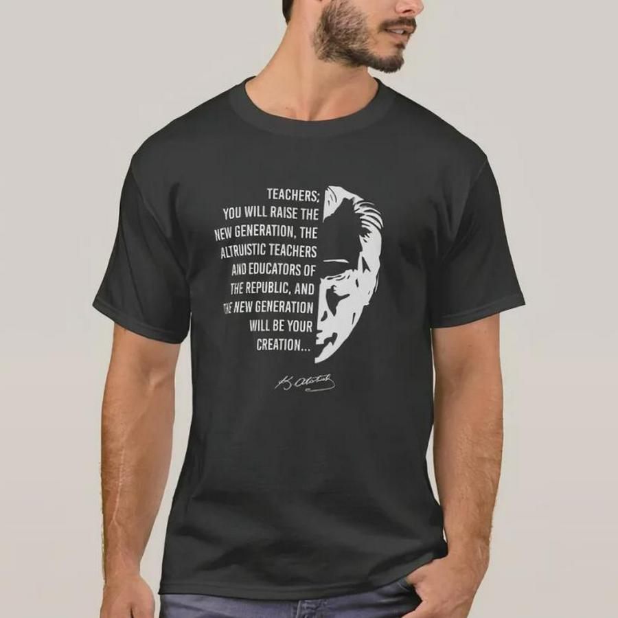 Kasım Öğretmenler Günü Temalı Baskılı Bisiklet Yaka T-Shirt