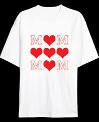 Anneler Gününe Özel Tasarım Mom Kalp Baskılı T-Shirt