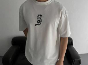 Baskılı Oversize Bisiklet Yaka T-Shirt
