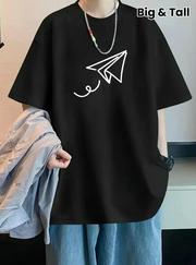 Baskılı Oversize Bisiklet Yaka T-Shirt