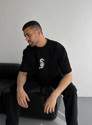 Baskılı Oversize Bisiklet Yaka T-Shirt
