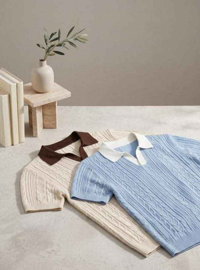 'Li Paket Desenli Kısa Kollu Pamuk Triko Tişört