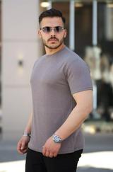 Ağaç Kabuğu Desenli Kısa Kollu T-Shirt