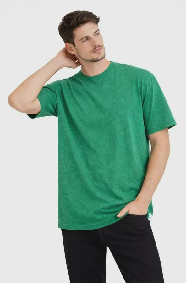 Asit Yıkama Bisiklet Yaka Kısa Kollu Oversize T-Shirt Tişört