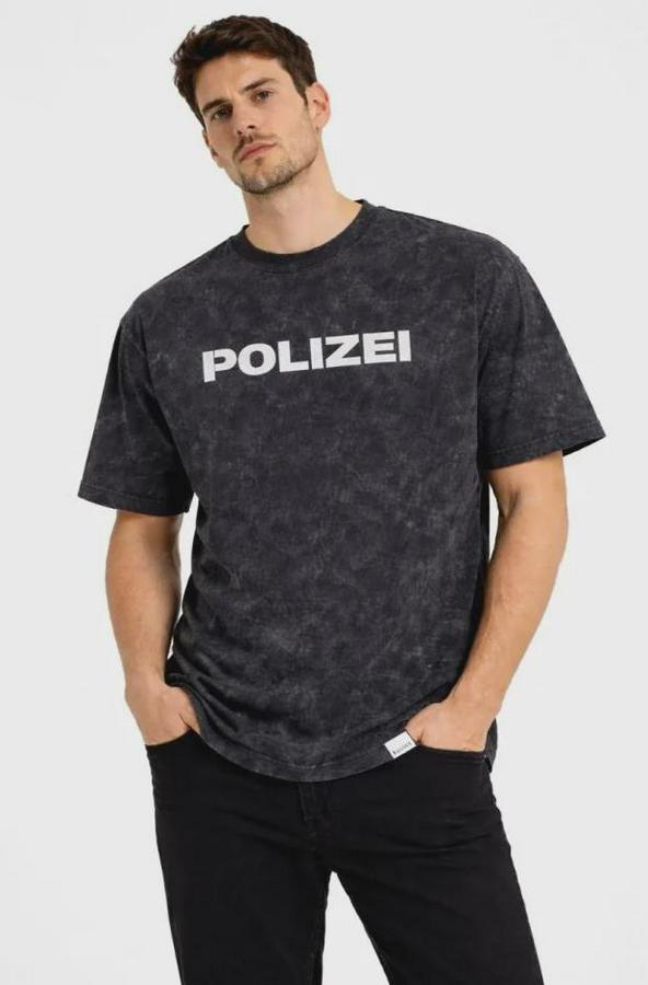 Asit Yıkamalı Baskılı Tişört Bisiklet Yaka Kısa Kollu Streetwear T-Shirt