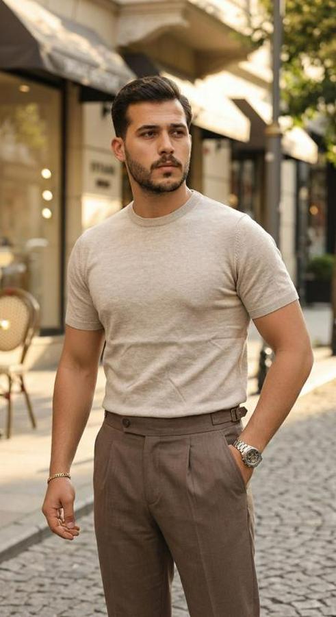 Basic Bisiklet Yaka Kısa Kollu Triko Tişört