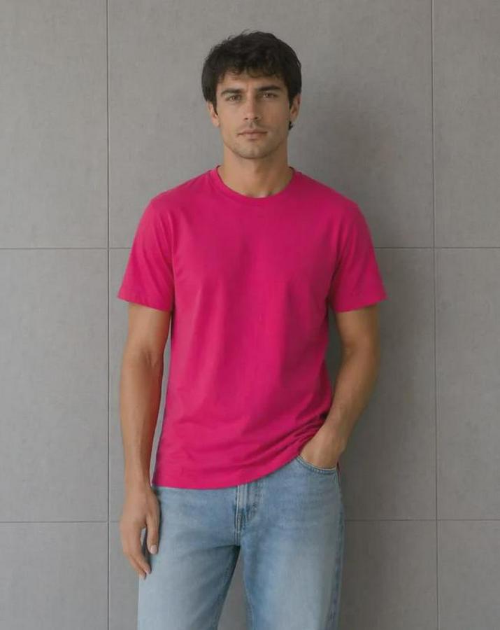 Basic Pamuklu Tişört Bisiklet Yaka Düz Renk Regular Fit T-Shirt