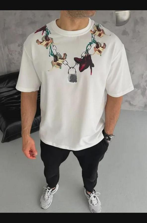 Baskılı T-Shirt Kısa Kol Bisiklet Yaka Regular Fit Rahat Kalıp Günlük Tişört