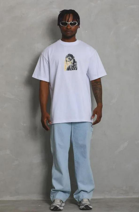 Baskılı T-Shirt Kısa Kol Bisiklet Yaka Regular Fit Rahat Kalıp Günlük Tişört