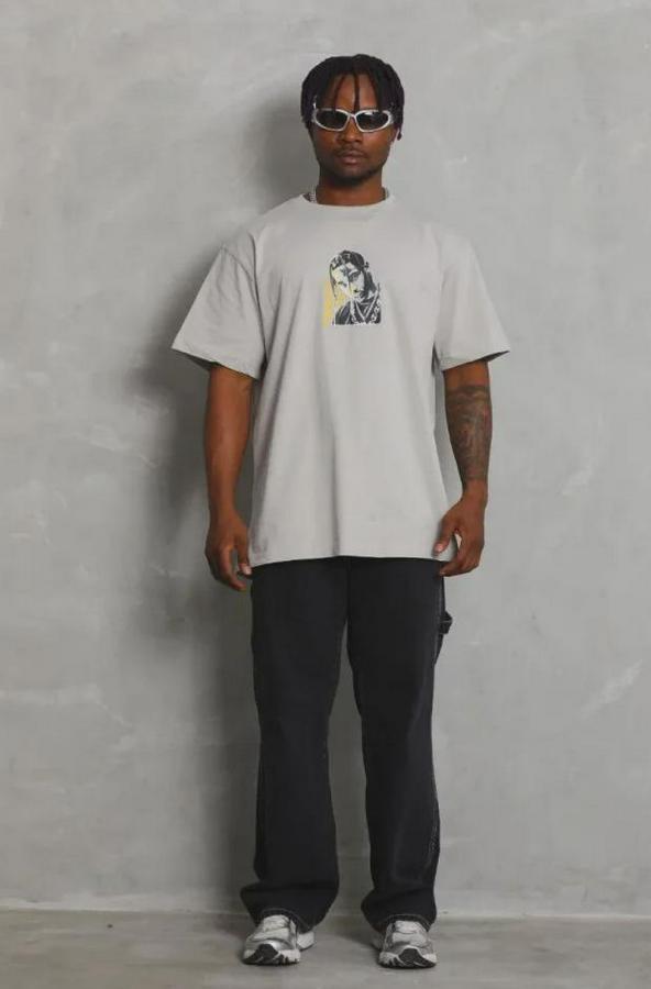 Baskılı T-Shirt Kısa Kol Bisiklet Yaka Regular Fit Rahat Kalıp Günlük Tişört